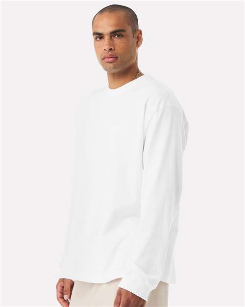 BELLA + CANVAS 4651 Unisex 7.5 oz Heavyweight Long Sleeve Tee - White - model side