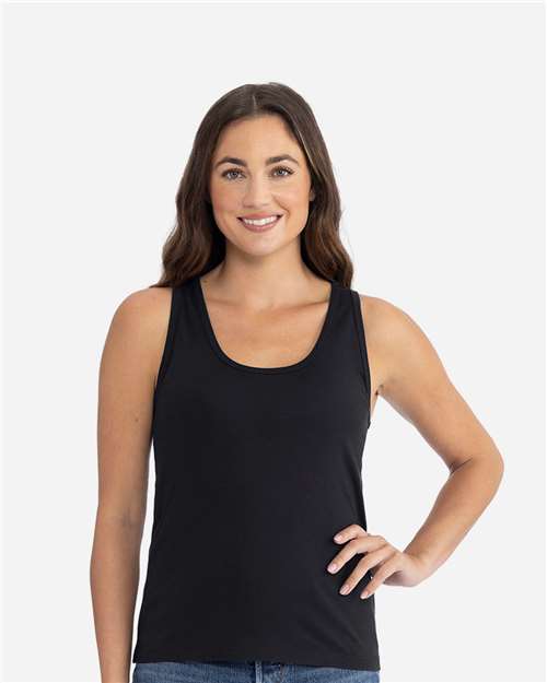 Next Level 3933 Women's Cotton Tank - Black - model front