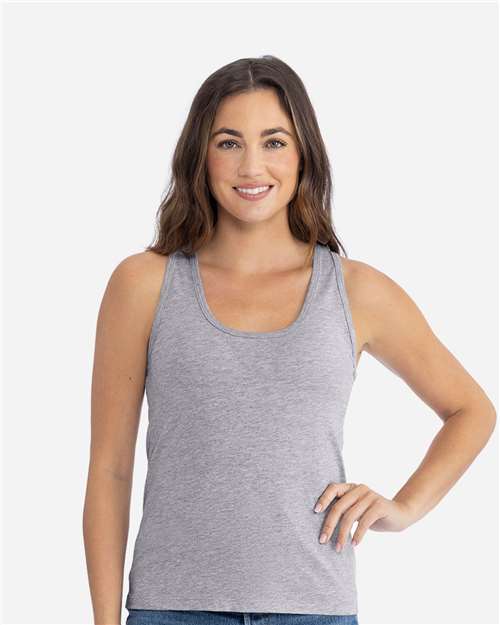 Next Level 3933 Women's Cotton Tank - Heather Grey - model front