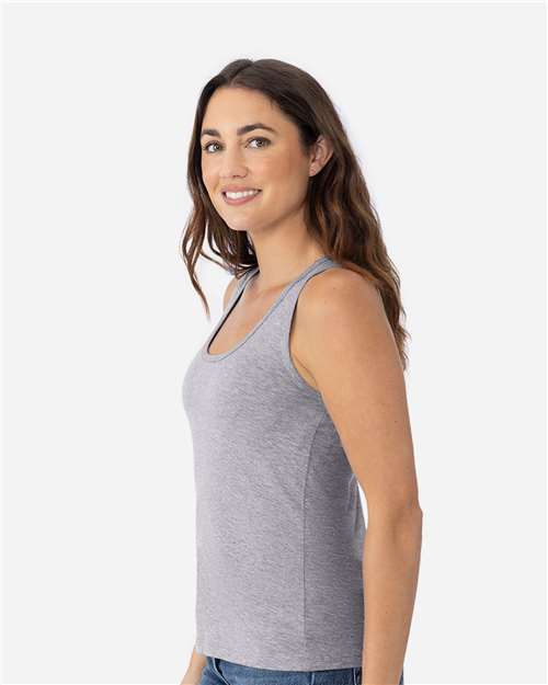 Next Level 3933 Women's Cotton Tank - Heather Grey - model side
