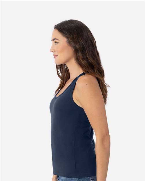 Next Level 3933 Women's Cotton Tank - Midnight Navy - model side