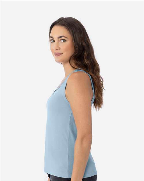Next Level 3933 Women's Cotton Tank - Stonewash Denim - model side
