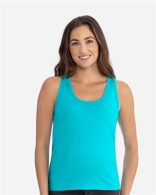 Next Level 3933 Women's Cotton Tank - Tahiti Blue - model front