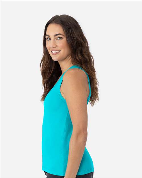 Next Level 3933 Women's Cotton Tank - Tahiti Blue - model side