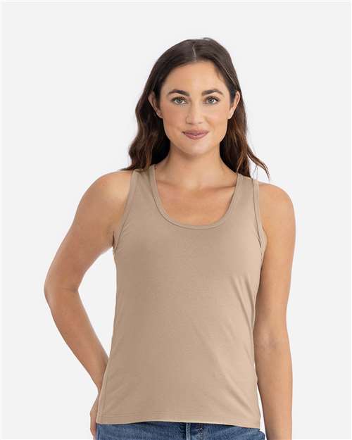 Next Level 3933 Women's Cotton Tank - Tan - model front