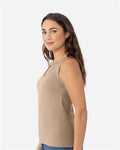 Next Level 3933 Women's Cotton Tank - Tan - model side