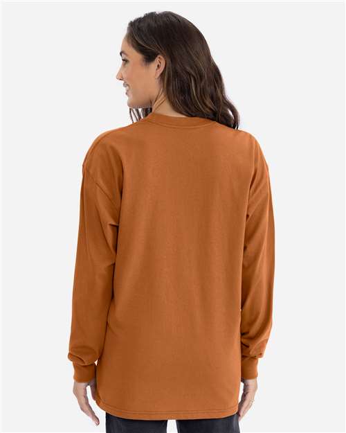 Next Level 7211 Unisex Heavyweight Long Sleeve T-Shirt - Clay - model back
