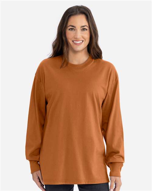Next Level 7211 Unisex Heavyweight Long Sleeve T-Shirt - Clay - model front