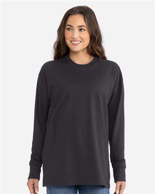 Next Level 7211 Unisex Heavyweight Long Sleeve T-Shirt - Graphite Black - model front