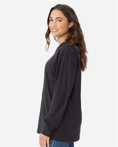 Next Level 7211 Unisex Heavyweight Long Sleeve T-Shirt - Graphite Black - model side