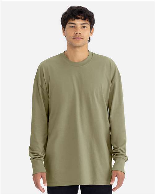 Next Level 7211 Unisex Heavyweight Long Sleeve T-Shirt - Light Olive - model front