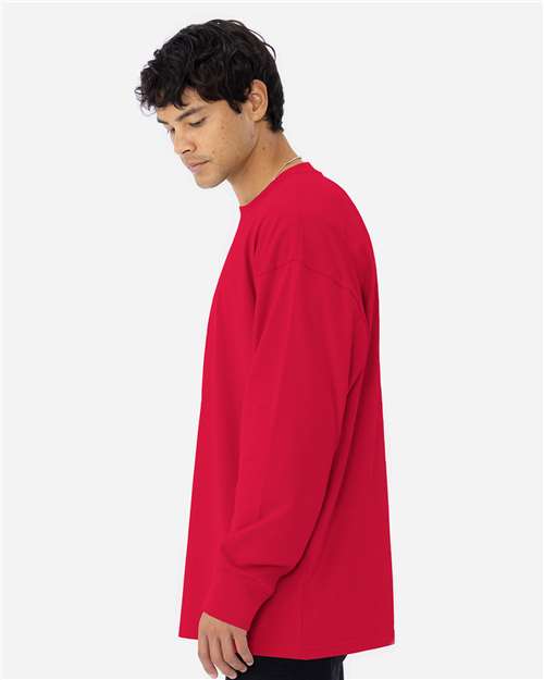Next Level 7211 Unisex Heavyweight Long Sleeve T-Shirt - Red - model side