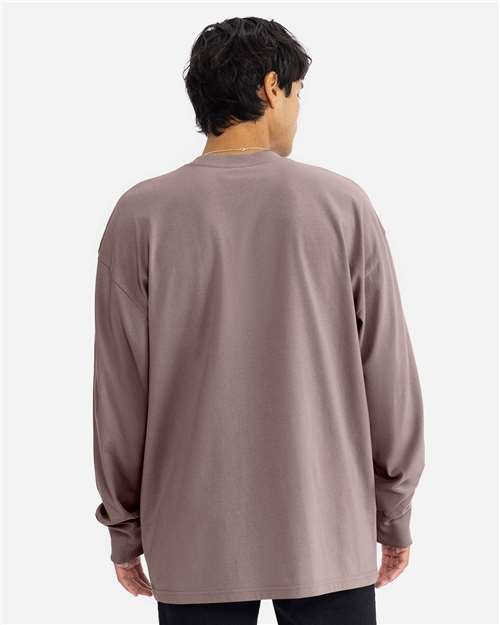 Next Level 7211 Unisex Heavyweight Long Sleeve T-Shirt - Shiitake - model back