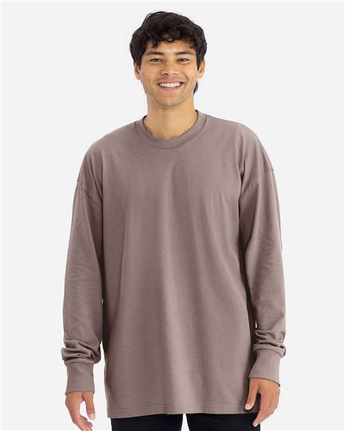 Next Level 7211 Unisex Heavyweight Long Sleeve T-Shirt - Shiitake - model front
