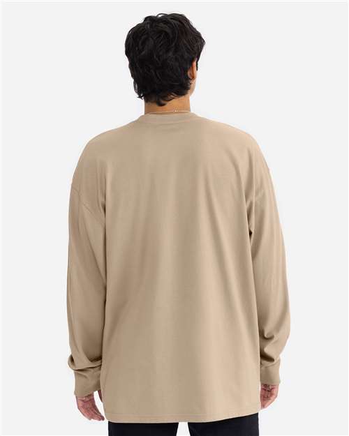 Next Level 7211 Unisex Heavyweight Long Sleeve T-Shirt - Tan - model back