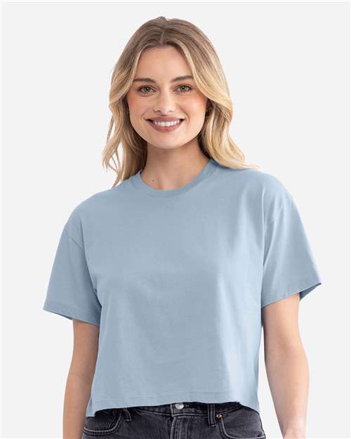 Next Level 1580 Women's Ideal Crop Top - Stonewash Denim - model front