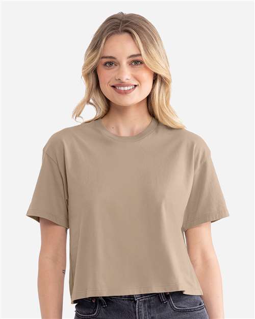 Next Level 1580 Women's Ideal Crop Top - Tan - model front
