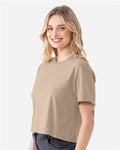Next Level 1580 Women's Ideal Crop Top - Tan - model side