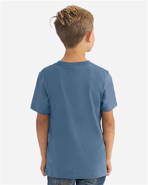 Next Level 3310 Youth Cotton T-Shirt - Blue Jean - model back