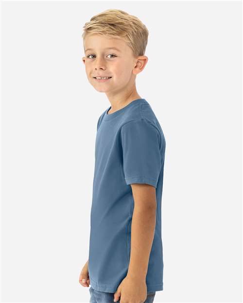 Next Level 3310 Youth Cotton T-Shirt - Blue Jean - model side