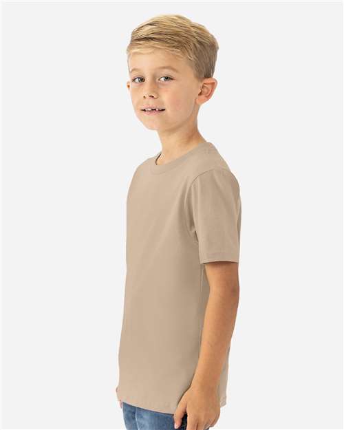 Next Level 3310 Youth Cotton T-Shirt - Tan - model side