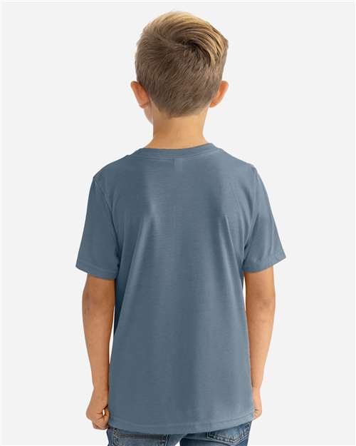 Next Level 3312 Youth CVC T-Shirt - Heather Slate Blue - model back