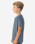 Next Level 3312 Youth CVC T-Shirt - Heather Slate Blue - model side