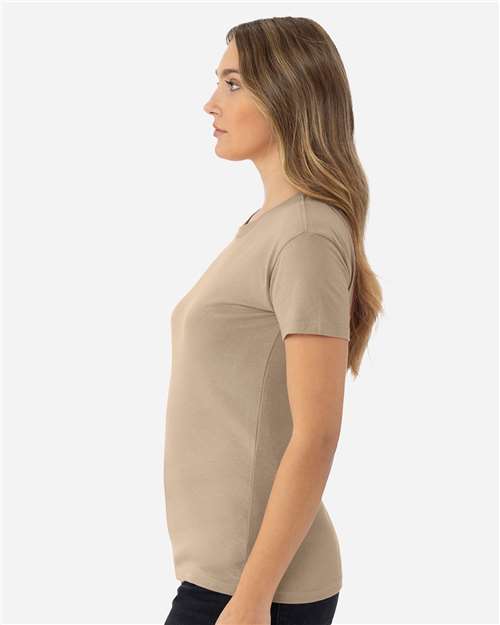 Next Level 3910 Women's Cotton Relaxed T-Shirt - Tan - model side
