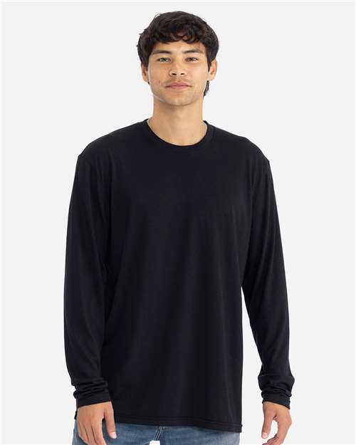 Next Level 6071 Men's Triblend Long Sleeve T-Shirt - Black - model front