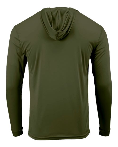 Paragon 220 Unisex Bahama Performance Hooded Long Sleeve T-Shirt - Olive Green - back