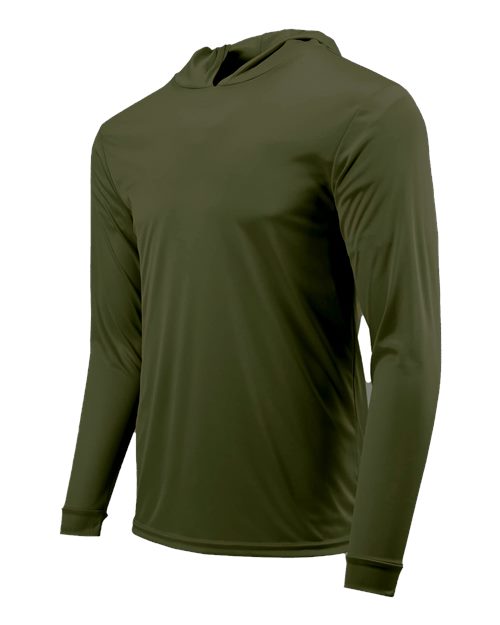 Paragon 220 Unisex Bahama Performance Hooded Long Sleeve T-Shirt - Olive Green - side