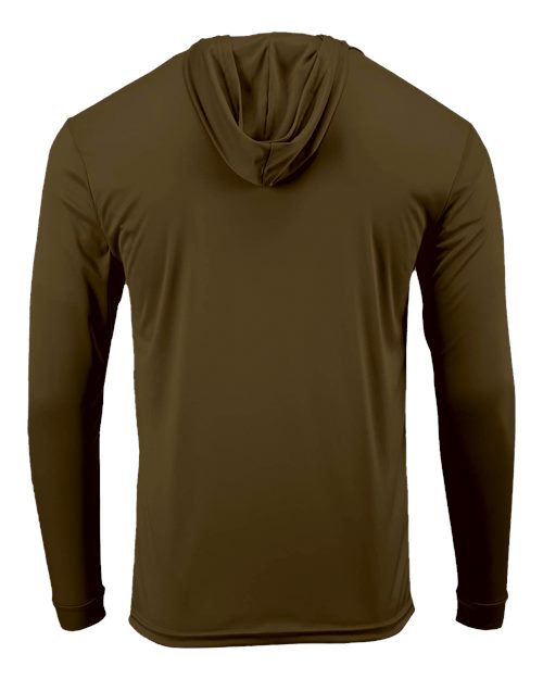 Paragon 220 Unisex Bahama Performance Hooded Long Sleeve T-Shirt - Woodland Brown - side