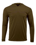 Paragon 220 Unisex Bahama Performance Hooded Long Sleeve T-Shirt - Woodland Brown - front