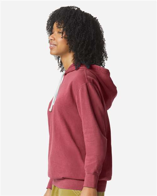 Comfort Colors 1467 Unisex Garment-Dyed Lightweight Hooded Sweatshirt - Crimson - model side