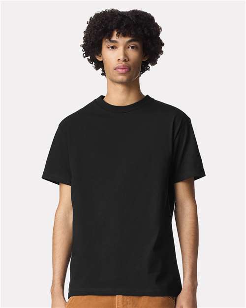 American Apparel 1301GD Unisex Garment-Dyed Heavyweight Cotton Tee - True Black - model front