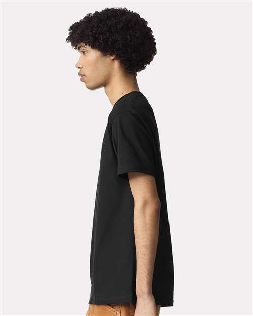 American Apparel 1301GD Unisex Garment-Dyed Heavyweight Cotton Tee - True Black - model side