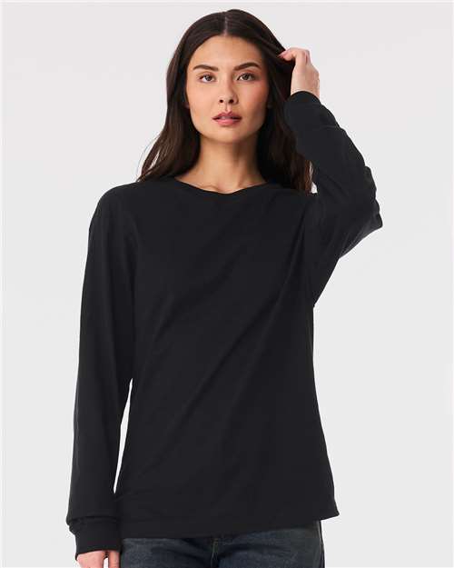 BELLA + CANVAS 3511 6 oz. Heavyweight Long Sleeve Tee - Vintage Black - model front