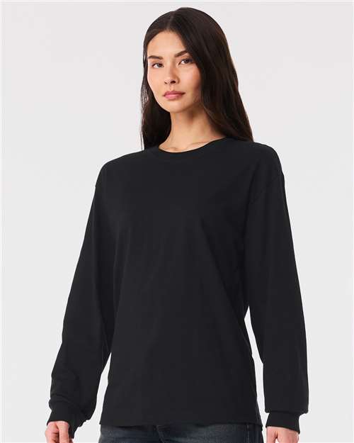 BELLA + CANVAS 3511 6 oz. Heavyweight Long Sleeve Tee - Vintage Black - model side