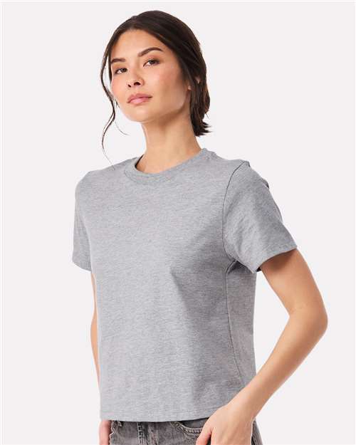 BELLA + CANVAS 6110 Women's 6 oz. Heavyweight Tee - Athletic Heather - model side