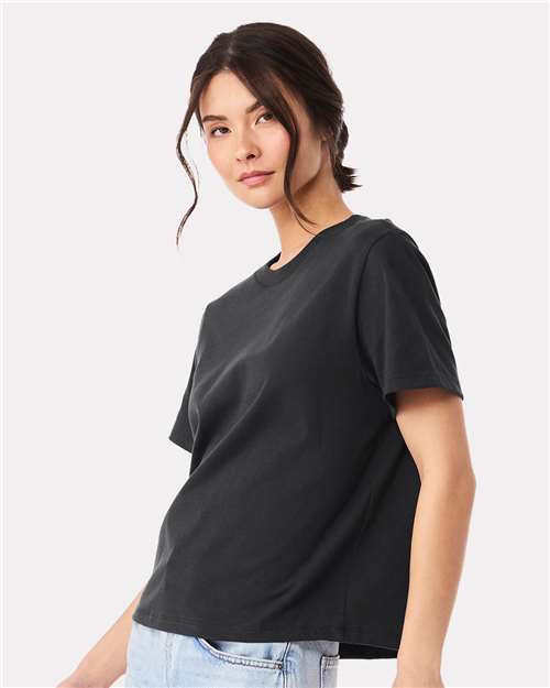 BELLA + CANVAS 6110 Women's 6 oz. Heavyweight Tee - Dark Grey - model side