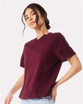 BELLA + CANVAS 6110 Women's 6 oz. Heavyweight Tee - Maroon - model side