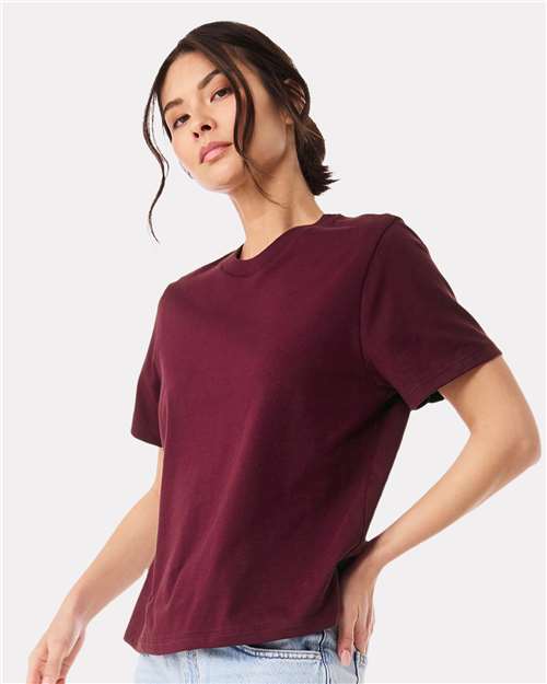 BELLA + CANVAS 6110 Women's 6 oz. Heavyweight Tee - Maroon - model side