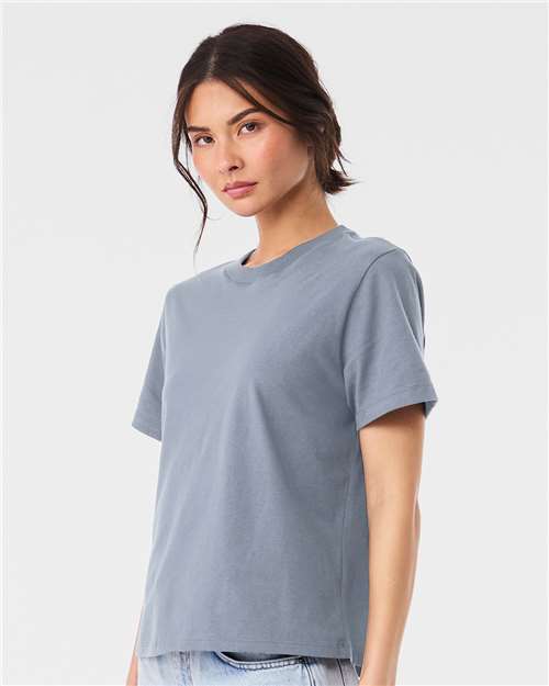 BELLA + CANVAS 6110 Women's 6 oz. Heavyweight Tee - Vintage Denim - model side