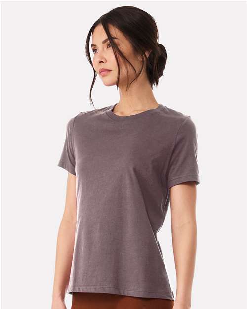 BELLA + CANVAS 6400 Women’s Relaxed Jersey Tee - Purple Storm - model side