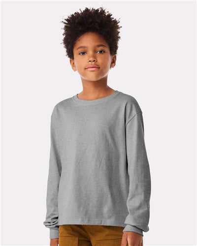 BELLA + CANVAS 3511Y Youth 6oz. Heavyweight Long Sleeve Tee - Athletic Heather - model front