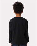 BELLA + CANVAS 3511Y Youth 6oz. Heavyweight Long Sleeve Tee - Black - model back
