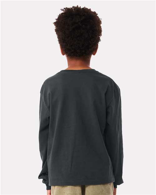 BELLA + CANVAS 3511Y Youth 6oz. Heavyweight Long Sleeve Tee - Dark Grey - model back