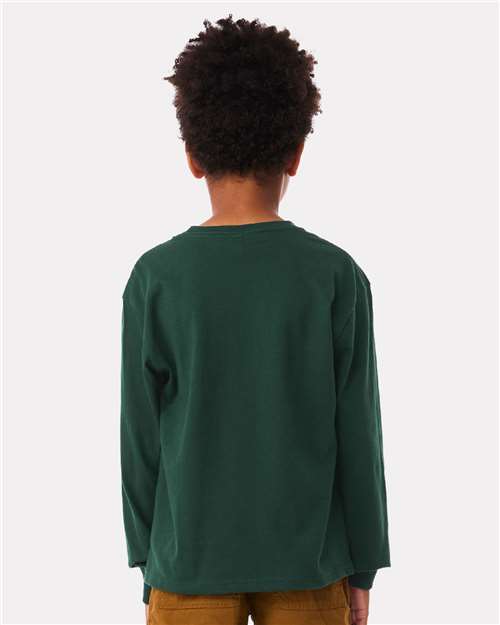 BELLA + CANVAS 3511Y Youth 6oz. Heavyweight Long Sleeve Tee - Forest - model back