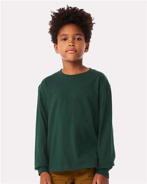 BELLA + CANVAS 3511Y Youth 6oz. Heavyweight Long Sleeve Tee - Forest - model front