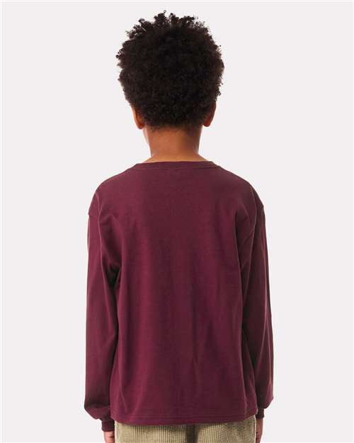 BELLA + CANVAS 3511Y Youth 6oz. Heavyweight Long Sleeve Tee - Maroon - model back